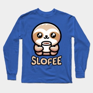 Slofee! Cute Coffee Sloth Pun Long Sleeve T-Shirt